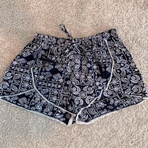 Navy blue tie waist shorts with sequins!